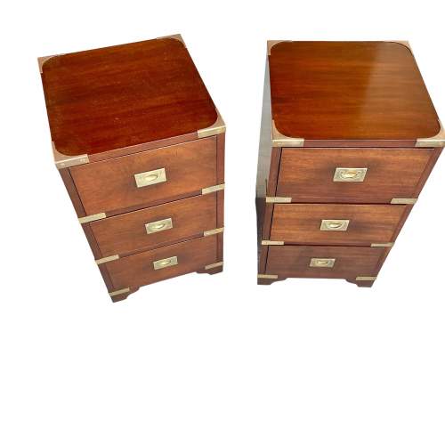 Pair of Military Style Bedside Chest image-3