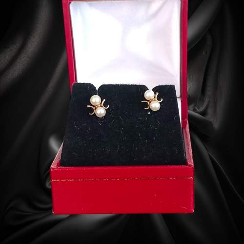 14ct Gold Pearl Bug Earrings image-2