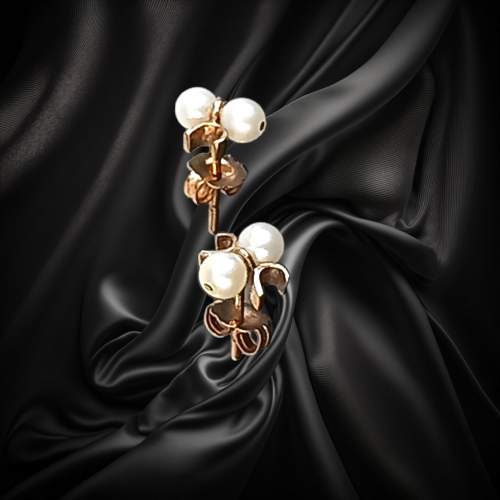 14ct Gold Pearl Bug Earrings image-4