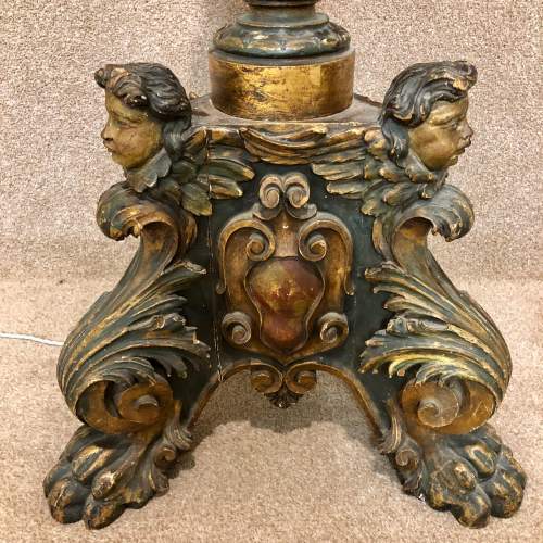 19th Century Venetian Carved Giltwood Torchere Standard Lamp image-2