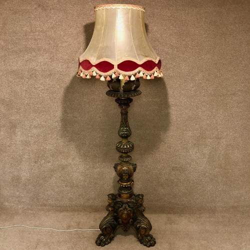 19th Century Venetian Carved Giltwood Torchere Standard Lamp image-1