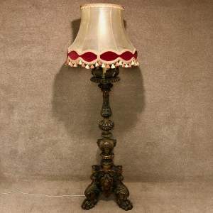 19th Century Venetian Carved Giltwood Torchere Standard Lamp