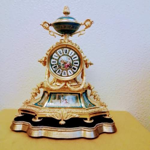 Gilded Bronze French Ormolu Clock Circa 1870 image-1