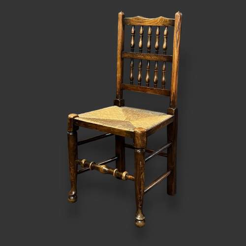 Set of Four Victorian Oak Rush Seated Dining Chairs image-4