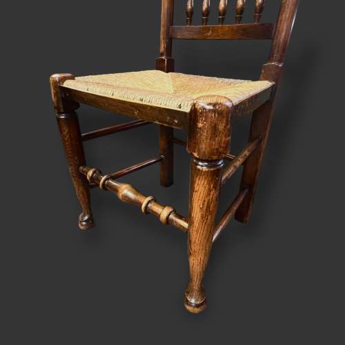 Set of Four Victorian Oak Rush Seated Dining Chairs image-5