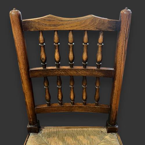 Set of Four Victorian Oak Rush Seated Dining Chairs image-6