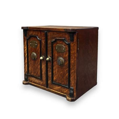 Unusual Edwardian Oak Three Drawer Cabinet in the form of a Safe image-1