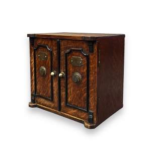 Unusual Edwardian Oak Three Drawer Cabinet in the form of a Safe