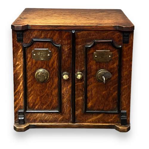 Unusual Edwardian Oak Three Drawer Cabinet in the form of a Safe image-2