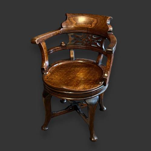 Late 19th Century Oak Swivel Office Chair image-1