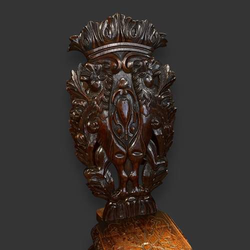 Pair of Late 19th Century Italian Carved Oak Hall Chairs image-2