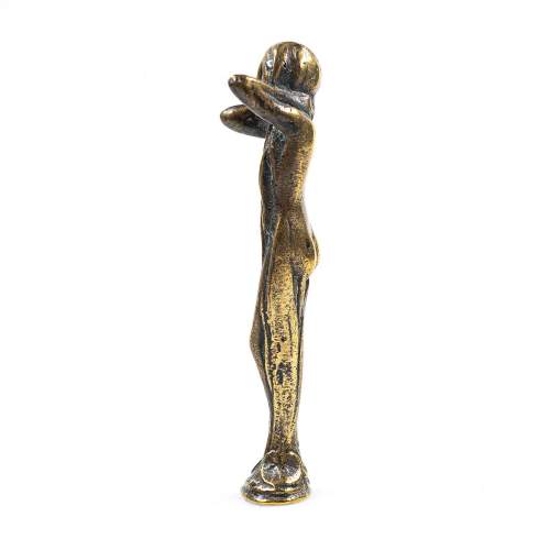 Antique Art Nouveau Gilt Bronze Desk Seal of a Naked Maiden image-2