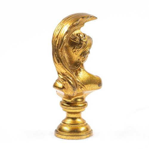 Antique Victorian Gilt Bronze Desk Seal of Athena image-5