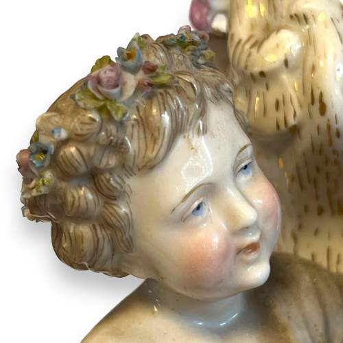 19th Century Porcelain Cherub Candleholder image-6