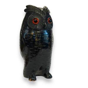 Black Forest 19th Century Carved Owl Tobacco Jar