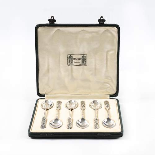 Boxed Set of Art Deco Liberty & Co Silver Teaspoons image-1