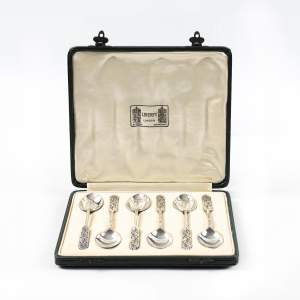 Boxed Set of Art Deco Liberty & Co Silver Teaspoons