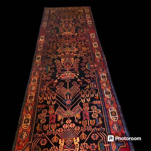 Stunning Extra Long Hand Knotted Persian Runner Nahavand image-1