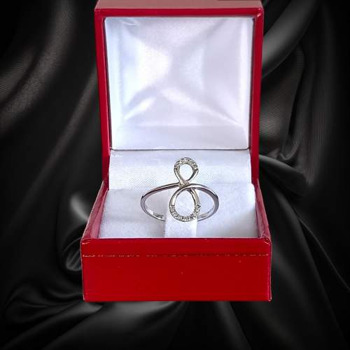 Gold Diamond Infinity Figure of 8 Ring image-2