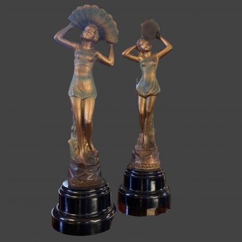 Art Deco Pair of Cold Painted Spelter Figures image-1