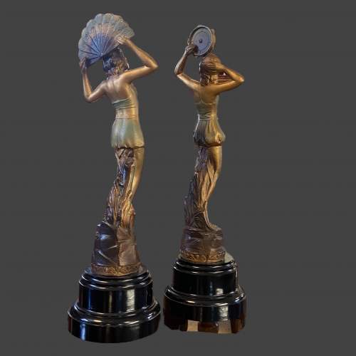 Art Deco Pair of Cold Painted Spelter Figures image-4