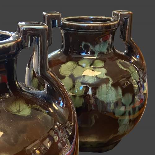 Pair of Barbotine French Ceramic Vases image-2