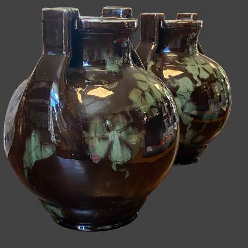 Pair of Barbotine French Ceramic Vases image-6