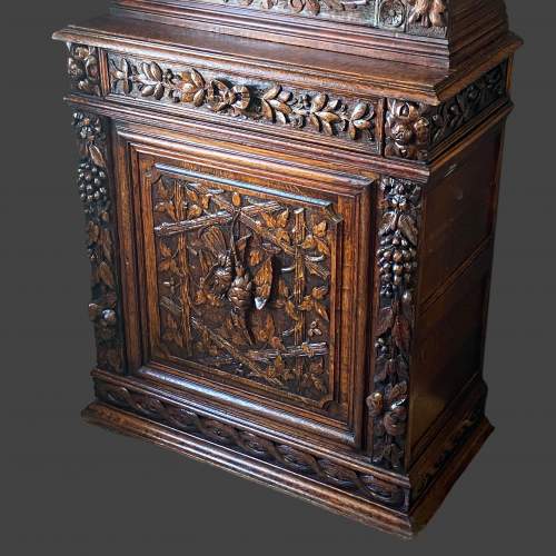 Victorian Tall Carved Oak Cabinet Bookcase image-2