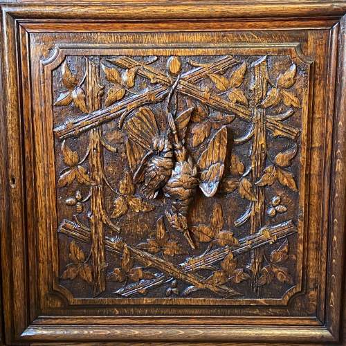 Victorian Tall Carved Oak Cabinet Bookcase image-5