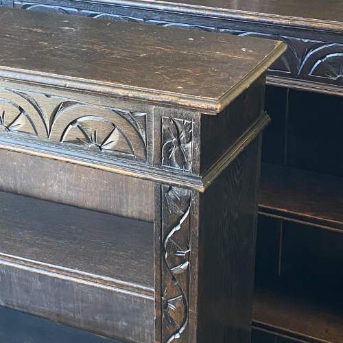 Pair of Carved Oak Open Bookcases image-2