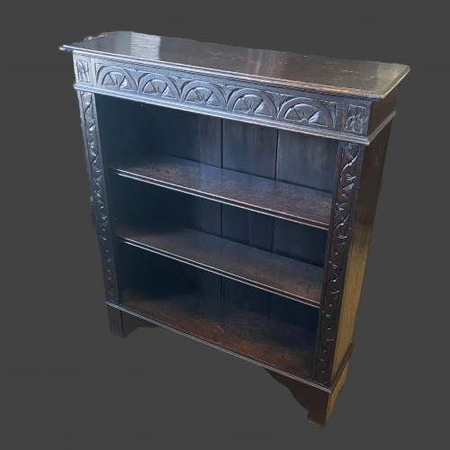 Pair of Carved Oak Open Bookcases image-5