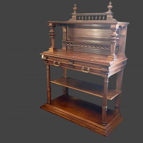 Victorian Walnut Buffet with Marble Top image-1