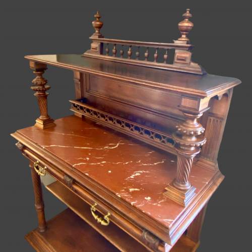 Victorian Walnut Buffet with Marble Top image-2