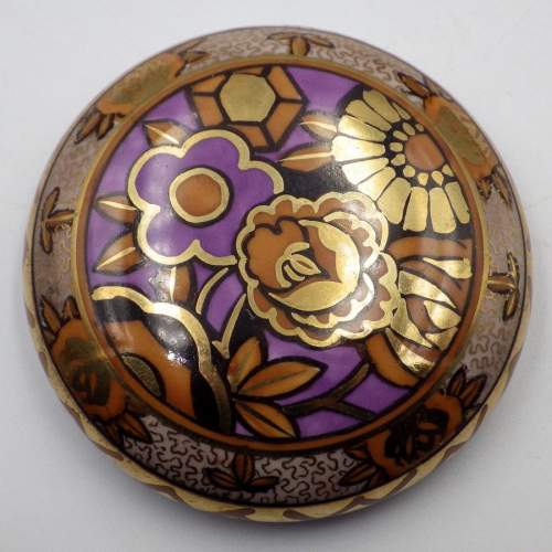 Art Deco 1920s Jazzy Noritake Porcelain Lidded Powder Bowl image-3