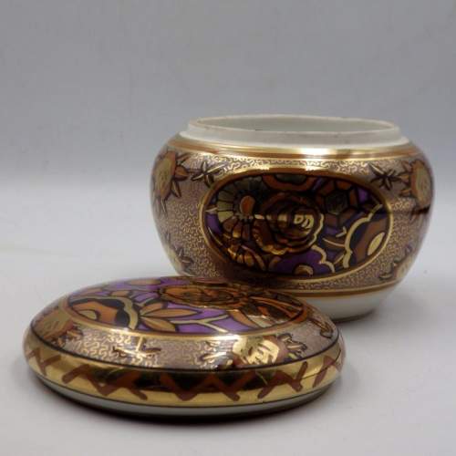 Art Deco 1920s Jazzy Noritake Porcelain Lidded Powder Bowl image-6