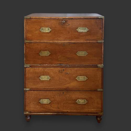 English Teak Secretaire Military Campaign Chest image-1