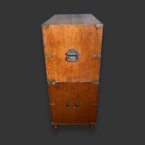 English Teak Secretaire Military Campaign Chest image-4