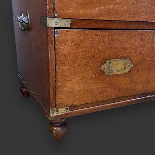 English Teak Secretaire Military Campaign Chest image-6