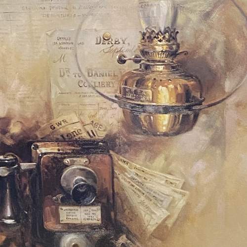 David Weston Print of Oil Lamp and Ephemera image-2