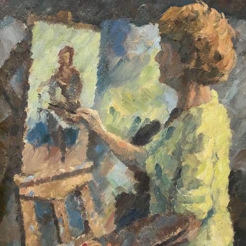 Oil on Board Painting of Winifred Plegder at the Easel image-2