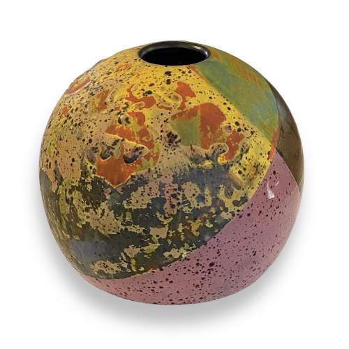 Tony Laverick Globular Multicoloured Studio Pottery Vase image-2