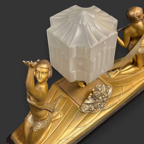 Art Deco Limousin Double Figural Lamp image-2