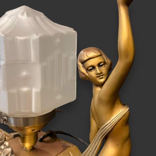 Art Deco Limousin Double Figural Lamp image-3