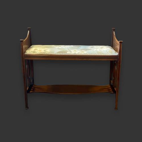 Edwardian Mahogany Upholstered Duet Stool image-2