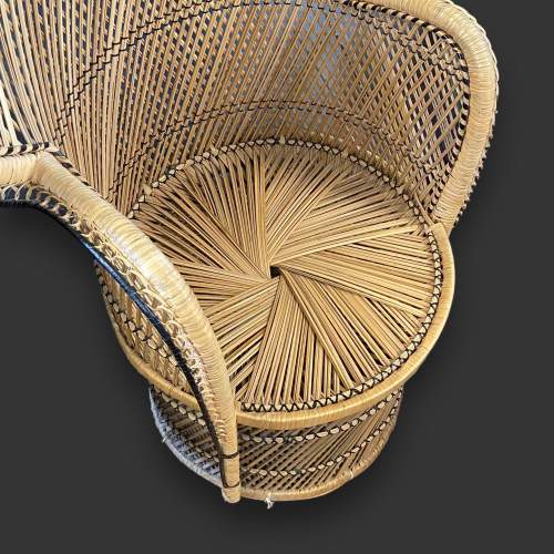 1970s Wicker Large Peacock Chair image-5