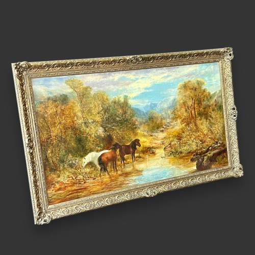 Signed 19th Century Oil on Canvas of Country Scene image-1