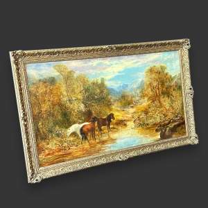 Signed 19th Century Oil on Canvas of Country Scene