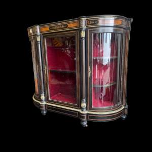 Victorian Ebonised & Inlaid Walnut Bow Front Credenza