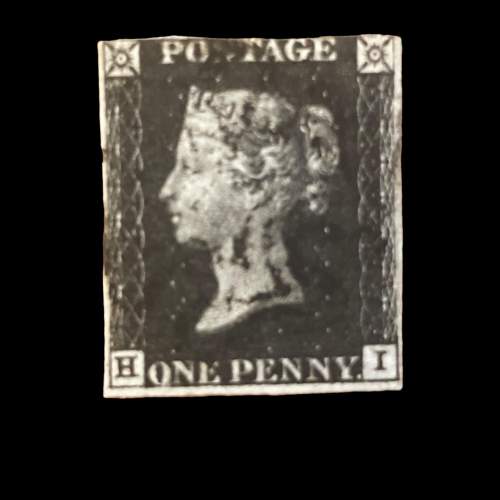 1840 1d Penny Black Queen Victoria Stamp, with Black Maltese Cross image-1