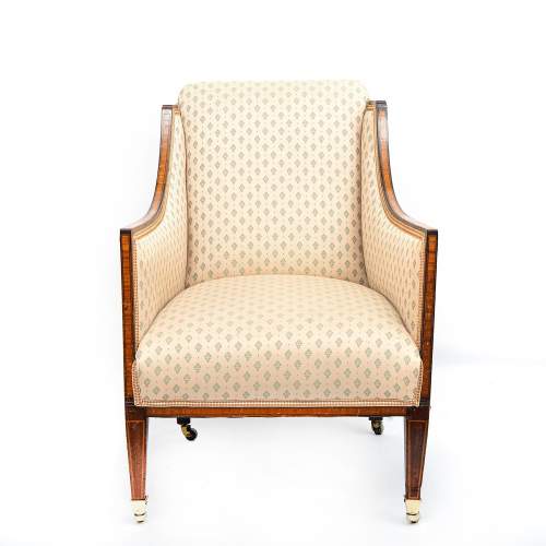 Edwardian Period Antique Walnut Upholstered Armchair image-1